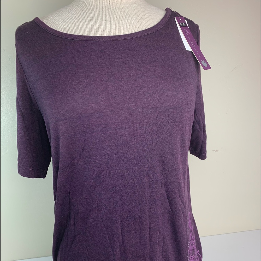 Gloria Vanderbilt Short Sleeve Shirt NWTS Purple